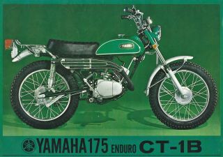 Rare Vintage 1970 Yamaha 175 Enduro Ct - 1b Motorcycle Sales Brochure