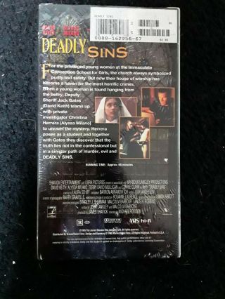 Deadly Sins vhs rare cult thriller horror sleaze Alyssa Milano/David Keith sov 2
