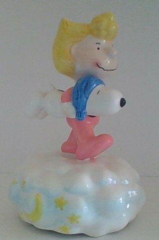 Vintage Peanuts Snoopy & Sally Willitts Ceramic Music Box,  Rare