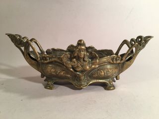 Vintage Art Nouveau Brass Bronze Centerpiece Bowl Planter Jardiniere