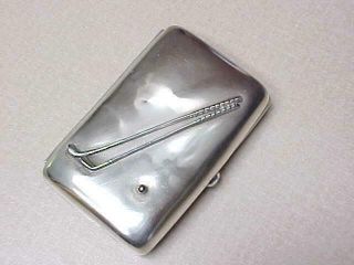Antique Golf Cigarette Case Unger Brothers Sterling Silver Clubs & Ball