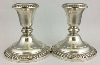 Pair Antique Sterling Silver Pedestal Candlesticks Candle Sticks Frank Whiting