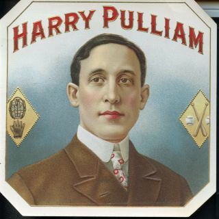 Antique Harry Pullian Outer Embossed Cigar Box Label Baseball Theme