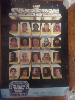 Wwf Wwe Wrestling Superstars Fan Club Member Poster Vintage 1986 Ultra Rare