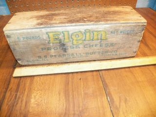 Vintage Elgin Process Cheese 5 Lb Wood Box - Elgin,  Ill.