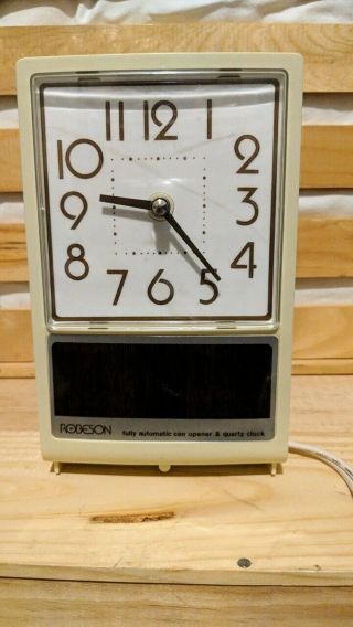 Rare Vintage Robeson Electric Analog Clock Can Opener - Great