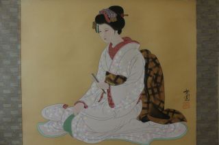 S07j0 Gorgeous Kimono Beauty Japanese Hanging Scroll