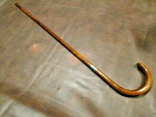 Usmb.  5: Antique Sterling Collar Rare Shaft Folk Art Shaft Walking Stick Cane