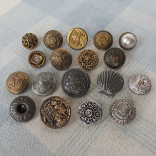 Assortment Of 18 Antique And Vintage Metal Buttons