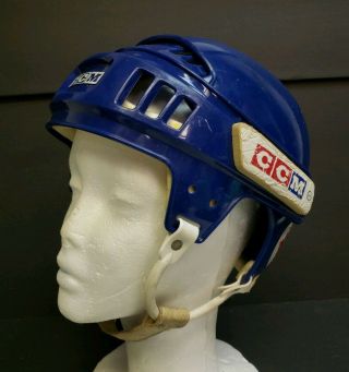 Vintage Ccm Pro - Guard Senior Bumper Hockey Helmet Blue Rare 1970 