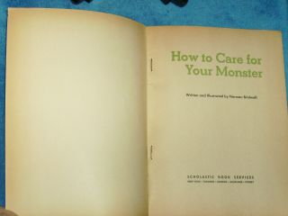 1970 VERY RARE VINTAGE SCHOLASTIC 2ND PRINT HOW TO CARE FOR YOUR MONSTER NORMAN 3
