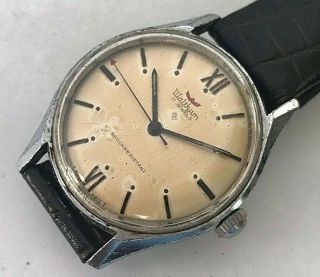 Vintage 34mm Waltham Swiss Hand Winding Mens Watch With Rare Red Arrow Seconds