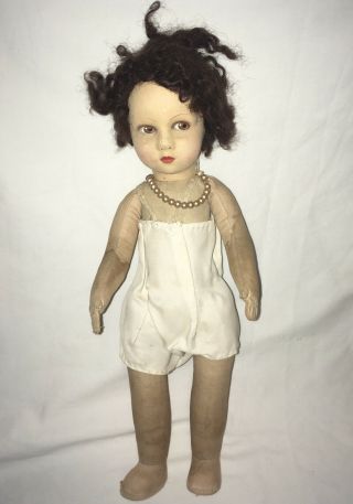 Antique Vintage 16 " Flapper Boudoir Bed Doll Ready To Dress Side Glance Eyes