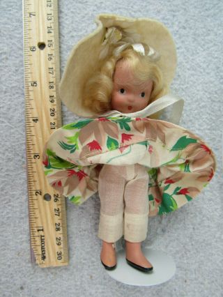 Vintage All Bisque Nancy Ann Storybook Doll Mistress Mary 119 With Wrist Tag