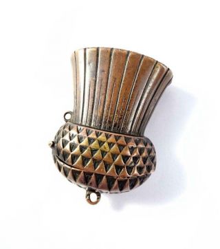 Antique Victorian Copper/brass Scottish Thistle Flower Vesta Case Match Safe
