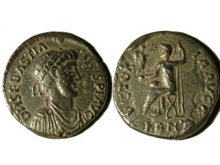 Rare Roman Silver Siliqua Of Emperor Sebastianus (412 - 413),  Very Rare.