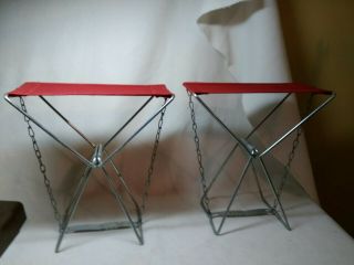 2 Vintage Old Pal Ice Fishing Portable Seat Chair Stool 14” High.
