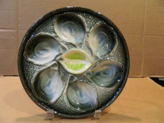 Oyster Plate St.  Clements France Hand Painted 9 3/4 " Vintage [y]