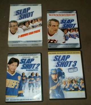 Slap Shot Trilogy / 2 Breaking The Ice / 3 The Junior League Like,  Dvd Rare