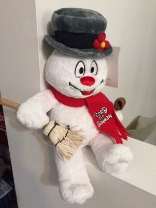 Euc Build A Bear 11 " Frosty The Snowman Scarf Broom Pipe Christmas Htf Employee
