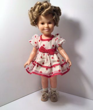 Vintage 1972 Ideal Shirley Temple Doll 16 " Polka Dot Dress