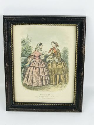 Vintage Miroir Des Modes Framed French Fashion Art Prints Victorian 1800s Style