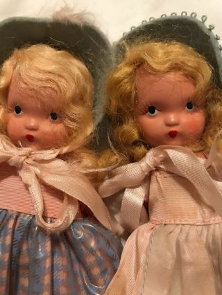 2 Vintage Nancy Ann Story Book Bisque Doll 5.  5 " Sisters