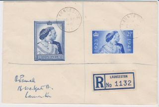 Gb Stamps Rare First Day Cover 1948 Silver Wedding Launceston Registered Cds