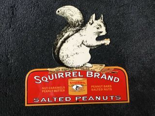 Vintage Squirrel Salted Peanuts Metal Sign Candy Store Gas Oil Pump Plate Rare