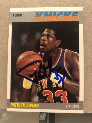 Patrick Ewing Signed Autograph 1987 Fleer Card York Knicks Vintage Rare