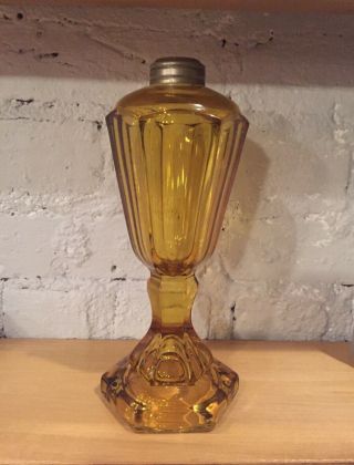 Rare Antique Boston & Sandwich 6 Panels Amber Glass Whale Oil Lamp Eapg