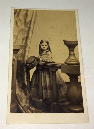 Rare Southern American Civil War Era Fashion Little Girl,  Kentucky CDV Photo US 2