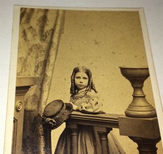 Rare Southern American Civil War Era Fashion Little Girl,  Kentucky CDV Photo US 3