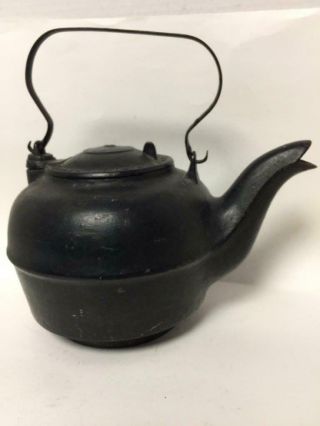 Antique Rare 1865 - 80 Thomas Roberts Stevens Co Phila Cast Iron 9 Tea Kettle
