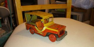 Rare Vintage 1950s 60s Japan Tin Litho Picnic Jeep Hadson Toy