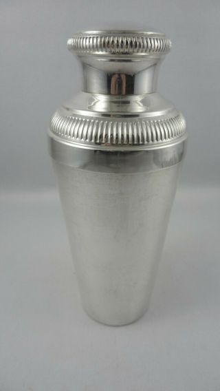 Rare Small French Art Deco Cocktail Shaker Stepped Design Silverplated