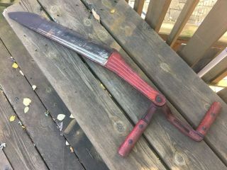 Rare Tool Iwan Brothers Farm Sickle Hay Knife Serrated Edge Orig Red Paint Nasty