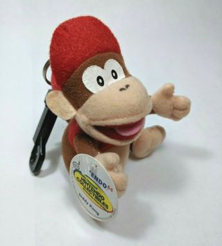 Nintendo Diddy Kong Dk Bd&a Keychain Beanie Plush W/ Tag Bda Power Rare Donkey