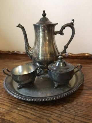 Wm Rogers Silver Plated Tea/coffee Set With Serving Platter