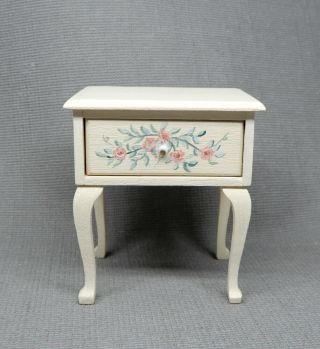 Vintage Carol Young Nightstand Table - Artisan Dollhouse Miniature 1:12