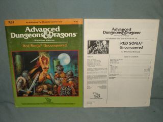 AD&D 1st Ed Adventure Module - RS1 RED SONJA UNCONQUERED (ULTRA RARE and VG, ) 2