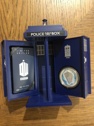 2013 $2 Doctor Who Coin 50th Anniversary 1oz.  999 Silver Proof Tardis Rare Htf