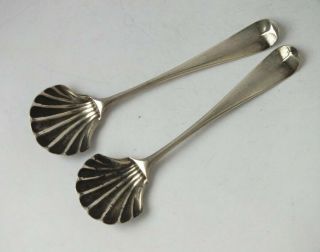 Antique Georgian Shell Bowl Sterling Silver Salt Spoons Tw C1770/ 9.  1cm