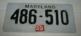 Rare 1948 Maryland Plastic License Plate 1950 Sticker Oversize Unlicense Tag ?