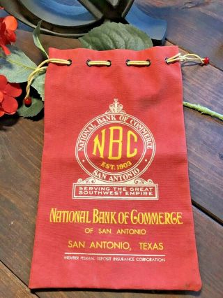 Vtg Rare National Bank Of Commerce Coin Bag San Antonio Texas Bank Advertising