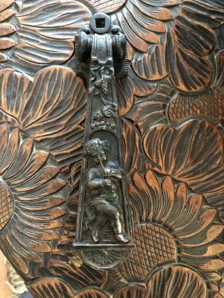 Antique Late 19thc Victorian Cast Iron Kenrick 4 Seasons Figural Door Knocker