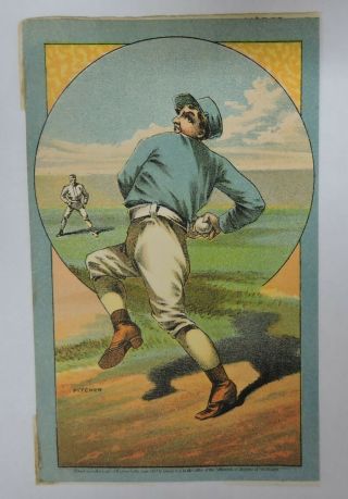 Antique 1882 Cosack & Co Baseball Pitcher Lithograph Trade Card - 5 1/2 " X 3 1/2 "