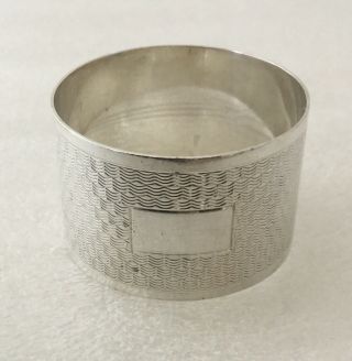 Vintage Solid Silver Engine Turned Napkin Ring,  Approx 33.  5 Grams