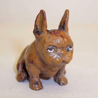 Tiny Vintage Cold Painted Bronze Metal French Bulldog Miniature Frenchie
