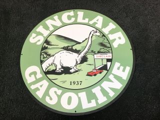 Vintage Sinclair Gasoline Metal Sign Gas Oil Service Station Pump Plate Rare